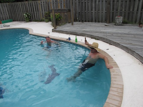 George relaxing in the pool.