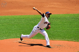 Danny Salazar in his pitching motion