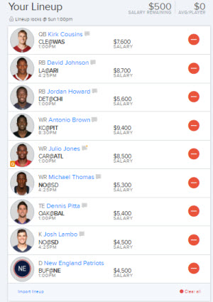 Week 4 FanDuel lineup